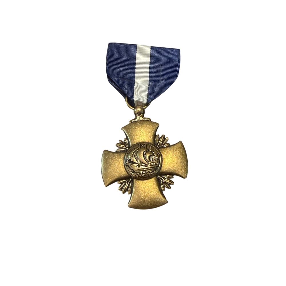 US Navy Good Conduct Medal Blue & White Ribbon with Central Anchor Emblem